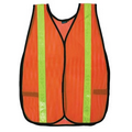 S18R Aware Wear Non ANSI Economy Hook & Loop Orange Vest w/ Stripe